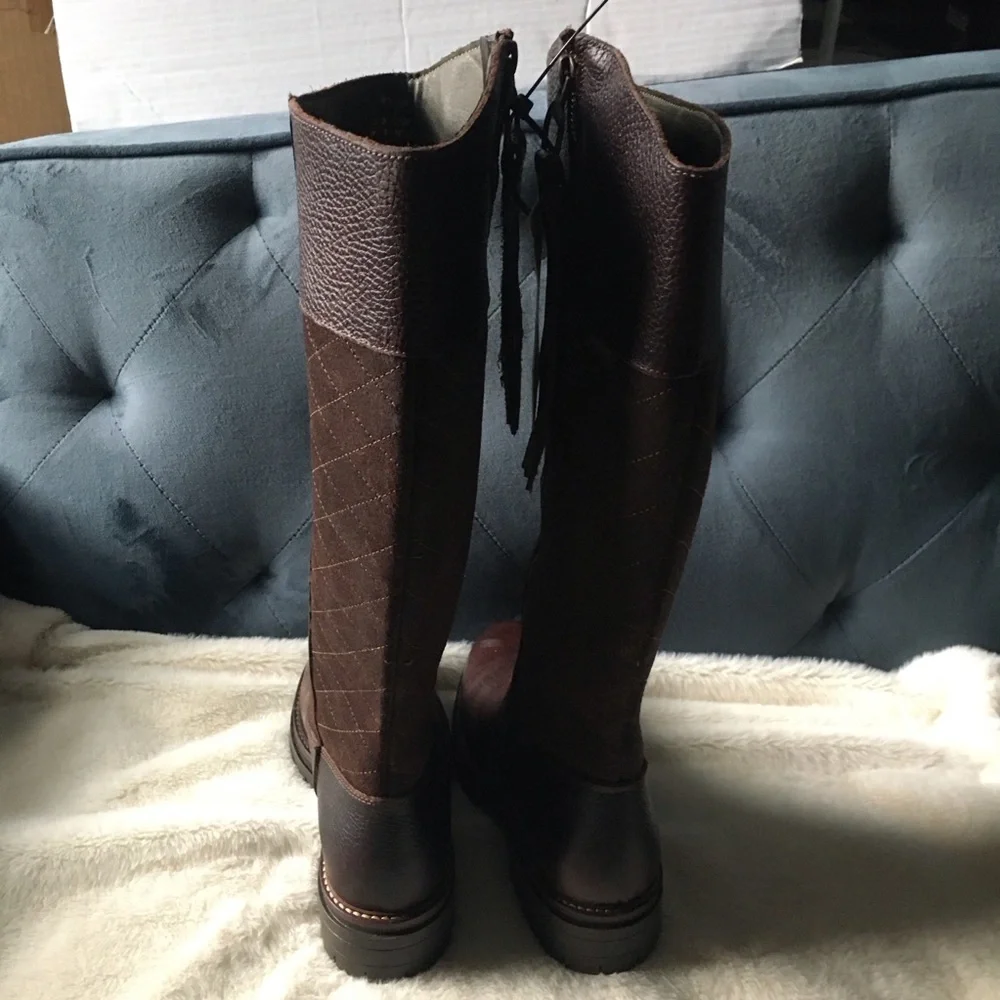 NWT Barbour Ingrid Tall Dark Brown Boots - Picture 4 of 16